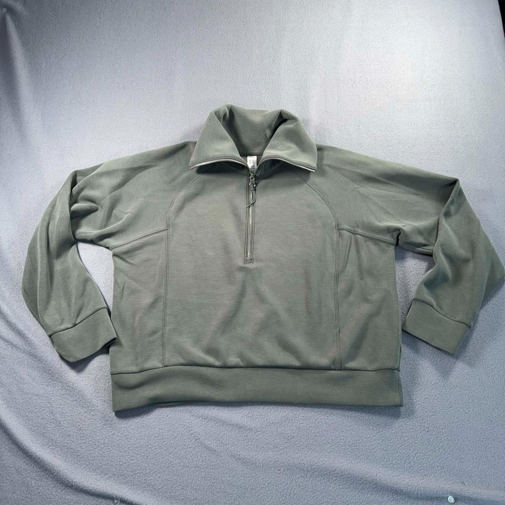 Spanx AirEssentials Half Zip Pullover Womens M Green Athleisure Top - Picture 1 of 12